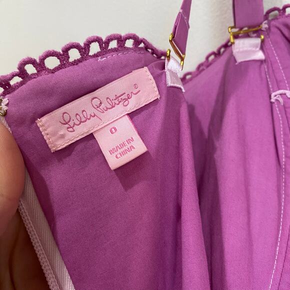Lilly Pulitzer Brynn Strapless Pink Floral Crochet Mini Dress Size 0 - Picture 5 of 12